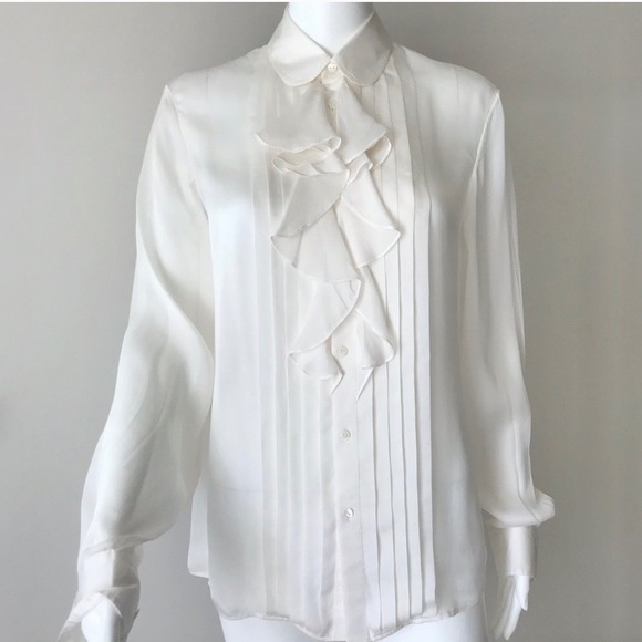 Polo Ralph Lauren Tops - POLO Ralph Lauren Tuxedo Ruffle Long Sleeve 8